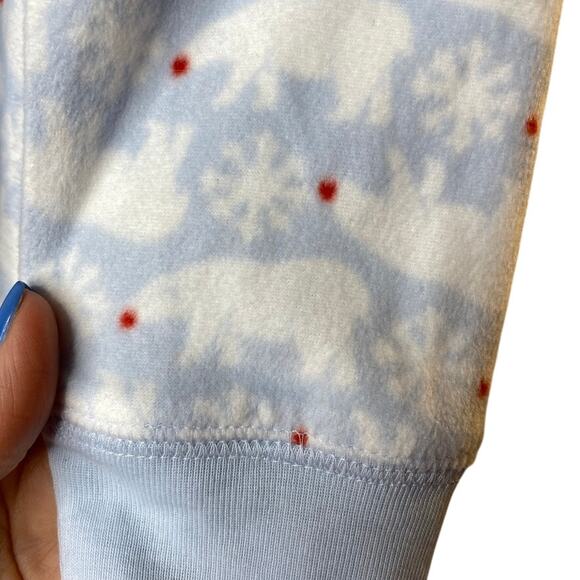 GAP Fleece Full-Zip Hooded Footless Snowflake & Polar Bear Pajamas Girls Sz 10 - Picture 8 of 10